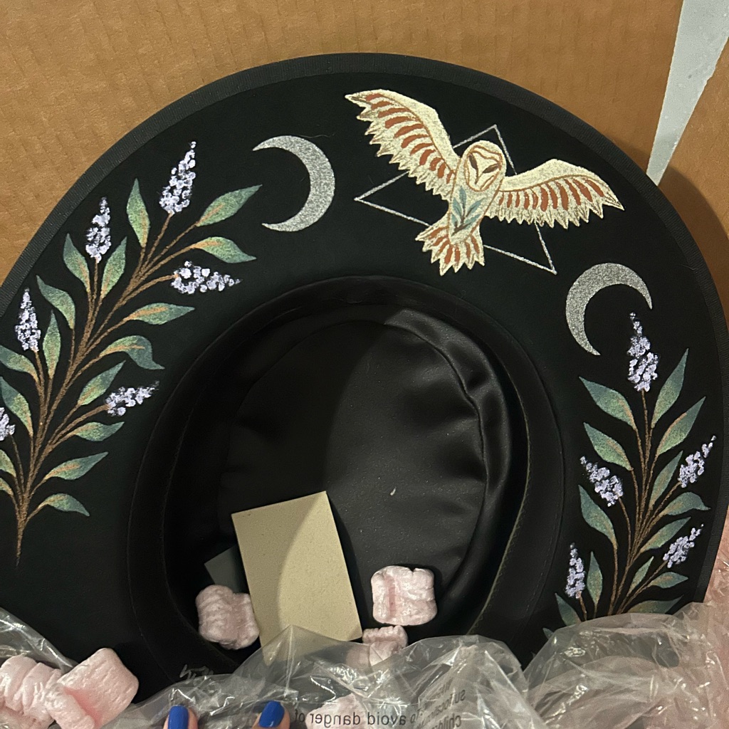 Hand Painted One Of A Kind, Luna Bloom Western Style Hat
